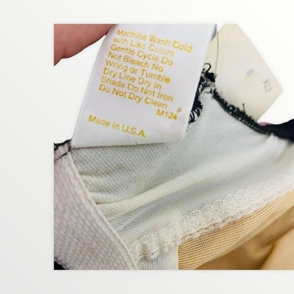 Vintage Jantzen One Piece Swimsuit Solid Black Pink Belted Sz 12 70’s 80’s - Picture 9 of 11